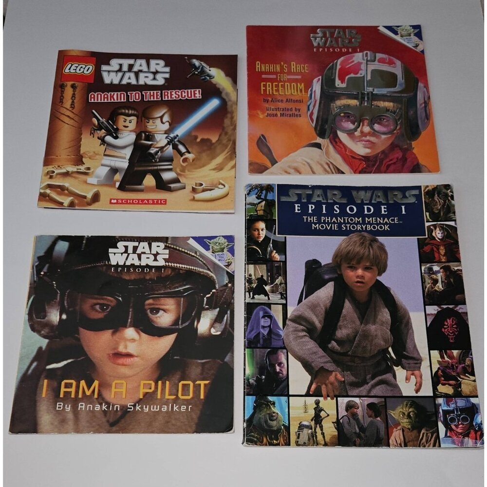 4 Star Wars Anakin PBK Book Lot Lego Rescue Race Freedom Pilot Episode 1 Phantom